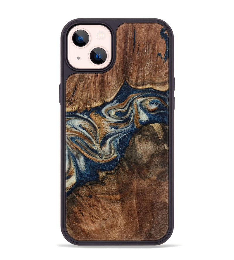 iPhone 14 Plus Wood Phone Case - Newton (Teal & Gold, 798664)