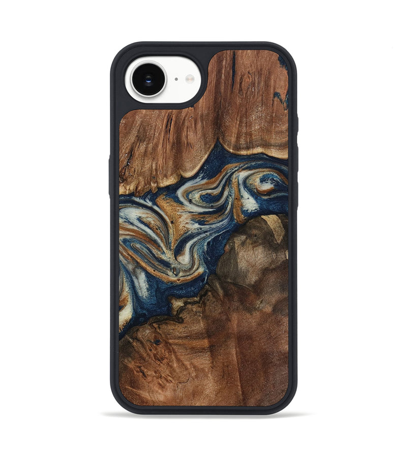 iPhone 16e Wood Phone Case - Newton (Teal & Gold, 798664)