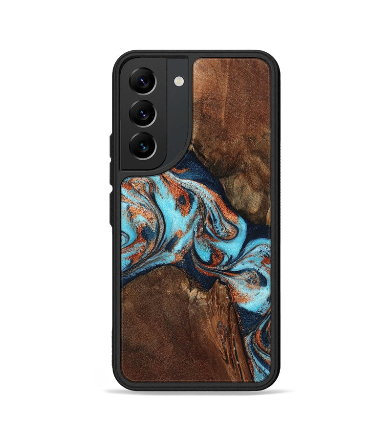 Galaxy S22 Wood Phone Case - Karson (Teal & Gold, 798665)