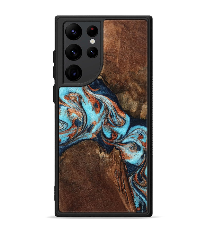 Galaxy S22 Ultra Wood Phone Case - Karson (Teal & Gold, 798665)