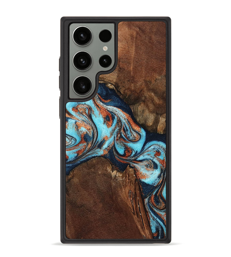 Galaxy S23 Ultra Wood Phone Case - Karson (Teal & Gold, 798665)