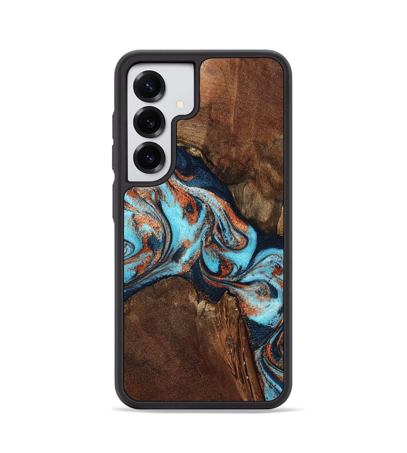 Galaxy S25 Wood Phone Case - Karson (Teal & Gold, 798665)
