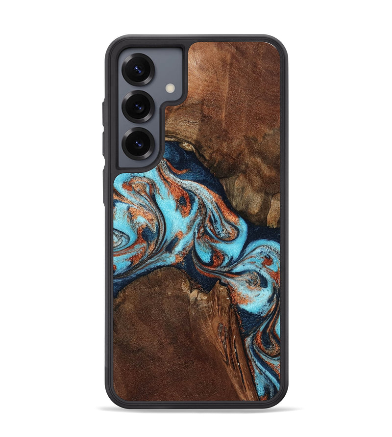 Galaxy S25 Plus Wood Phone Case - Karson (Teal & Gold, 798665)