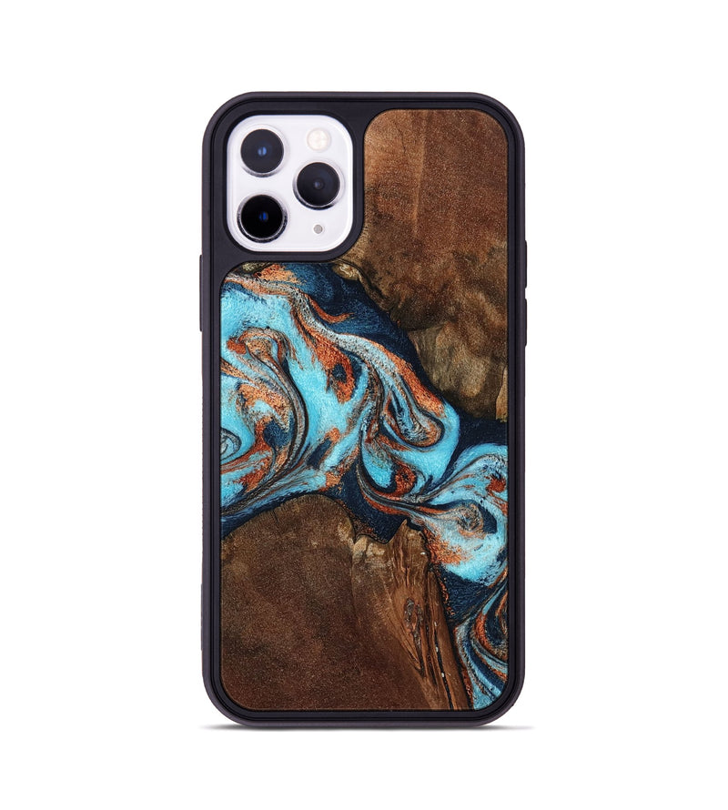iPhone 11 Pro Wood Phone Case - Karson (Teal & Gold, 798665)
