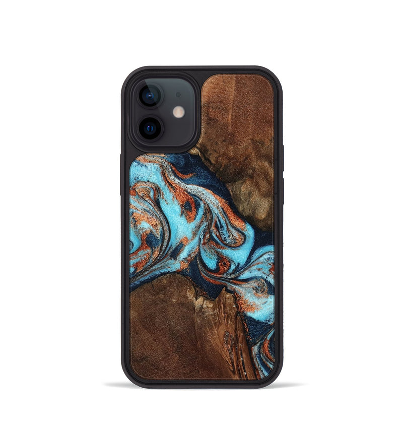 iPhone 12 mini Wood Phone Case - Karson (Teal & Gold, 798665)