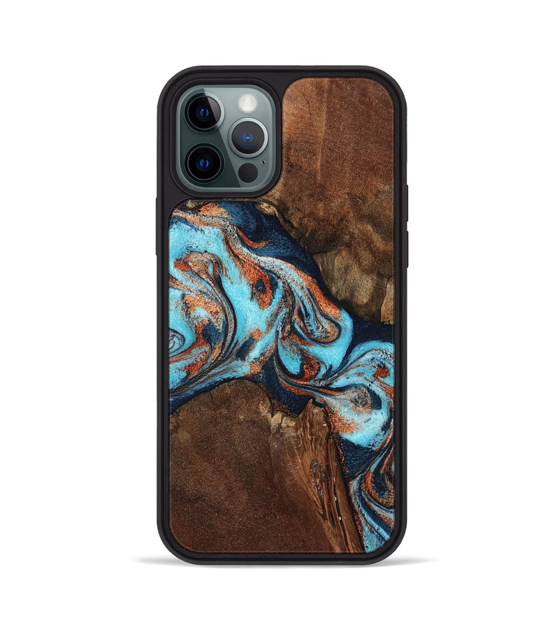 iPhone 12 Pro Wood Phone Case - Karson (Teal & Gold, 798665)