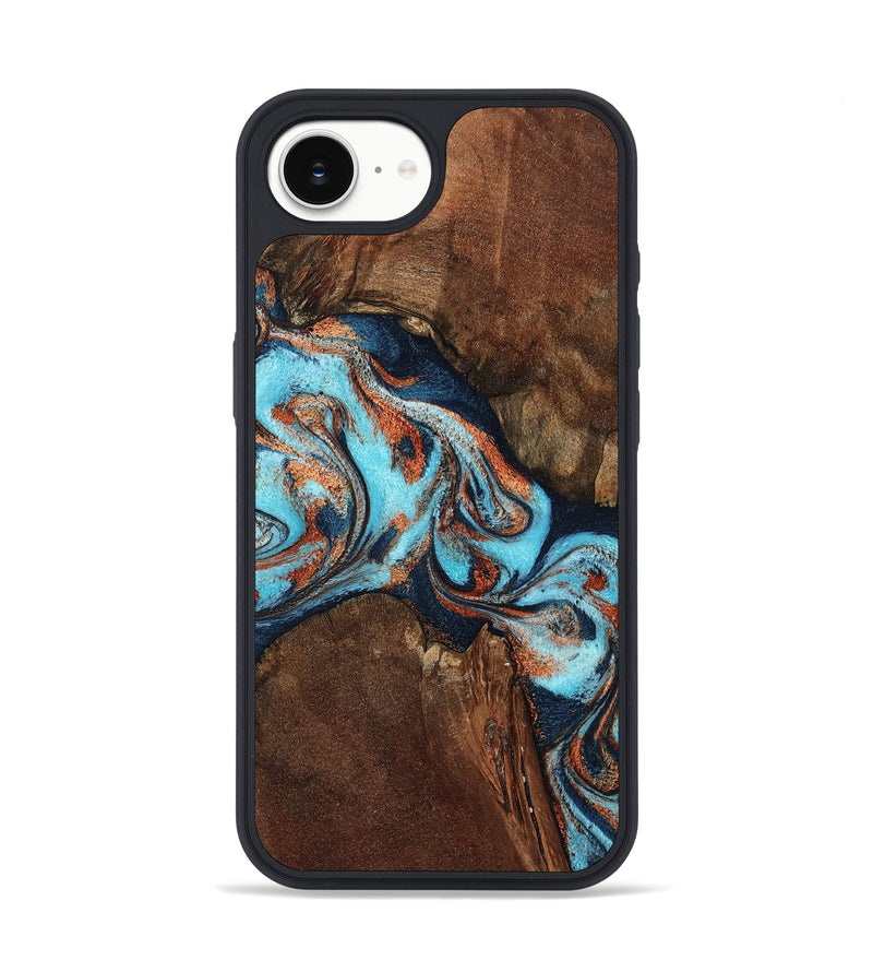 iPhone 16e Wood Phone Case - Karson (Teal & Gold, 798665)
