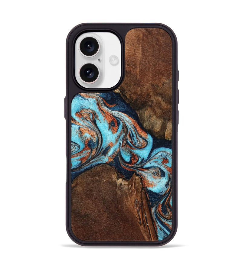 iPhone 17 Wood Phone Case - Karson (Teal & Gold, 798665)