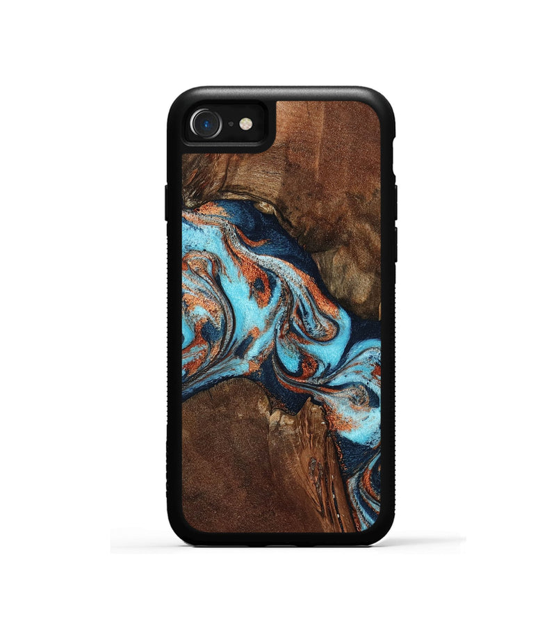 iPhone SE Wood Phone Case - Karson (Teal & Gold, 798665)