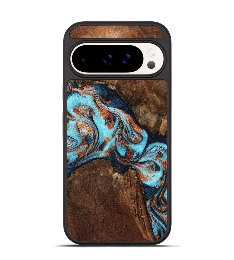 Pixel 9 Pro Wood Phone Case - Karson (Teal & Gold, 798665)