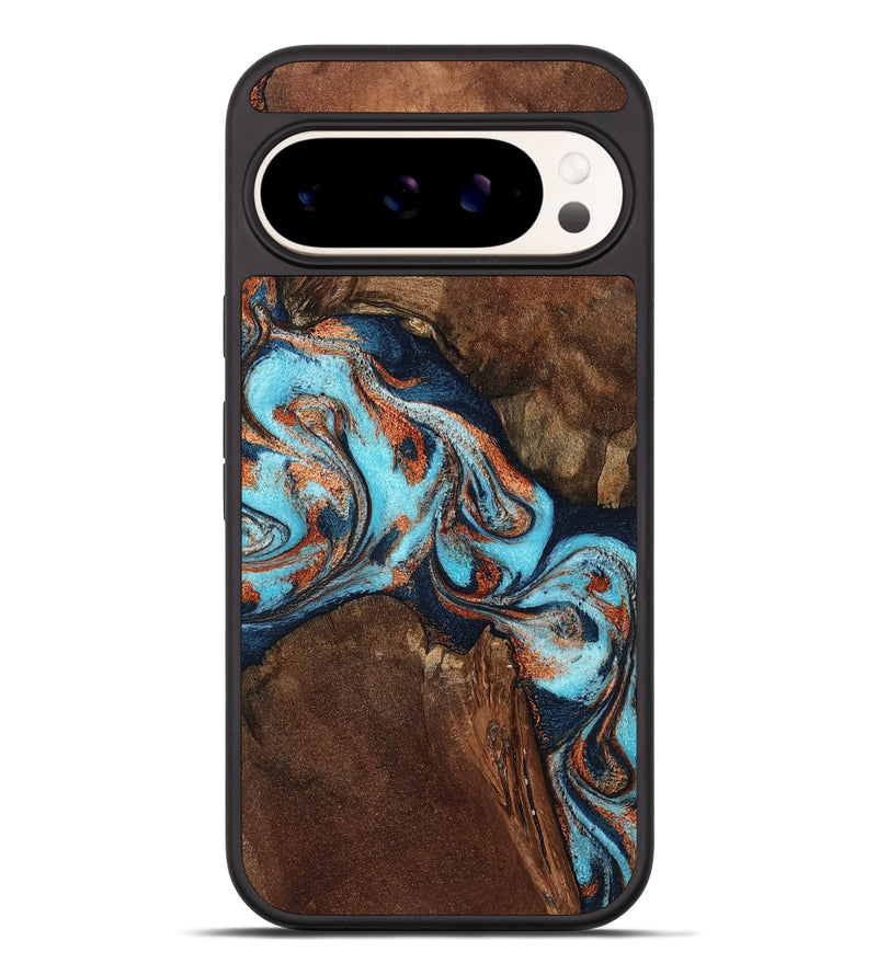 Pixel 9 Pro XL Wood Phone Case - Karson (Teal & Gold, 798665)