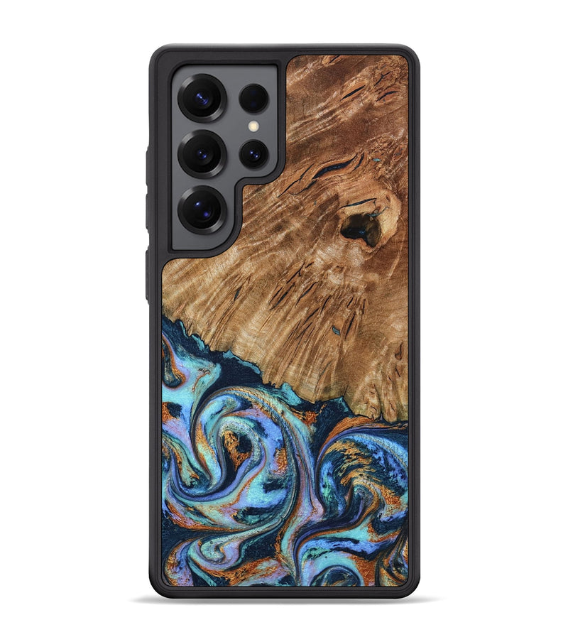 Galaxy S25 Ultra Wood Phone Case - Hermon (Teal & Gold, 798667)