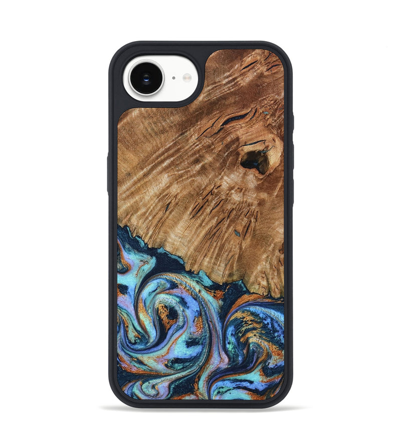 iPhone 16e Wood Phone Case - Hermon (Teal & Gold, 798667)