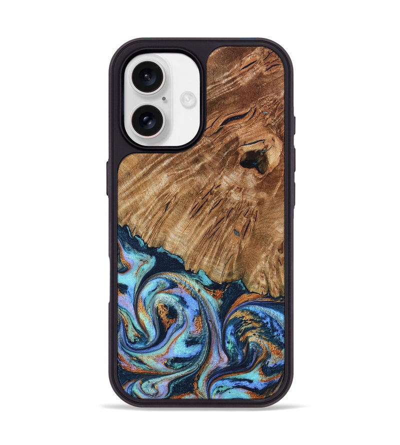 iPhone 17 Wood Phone Case - Hermon (Teal & Gold, 798667)
