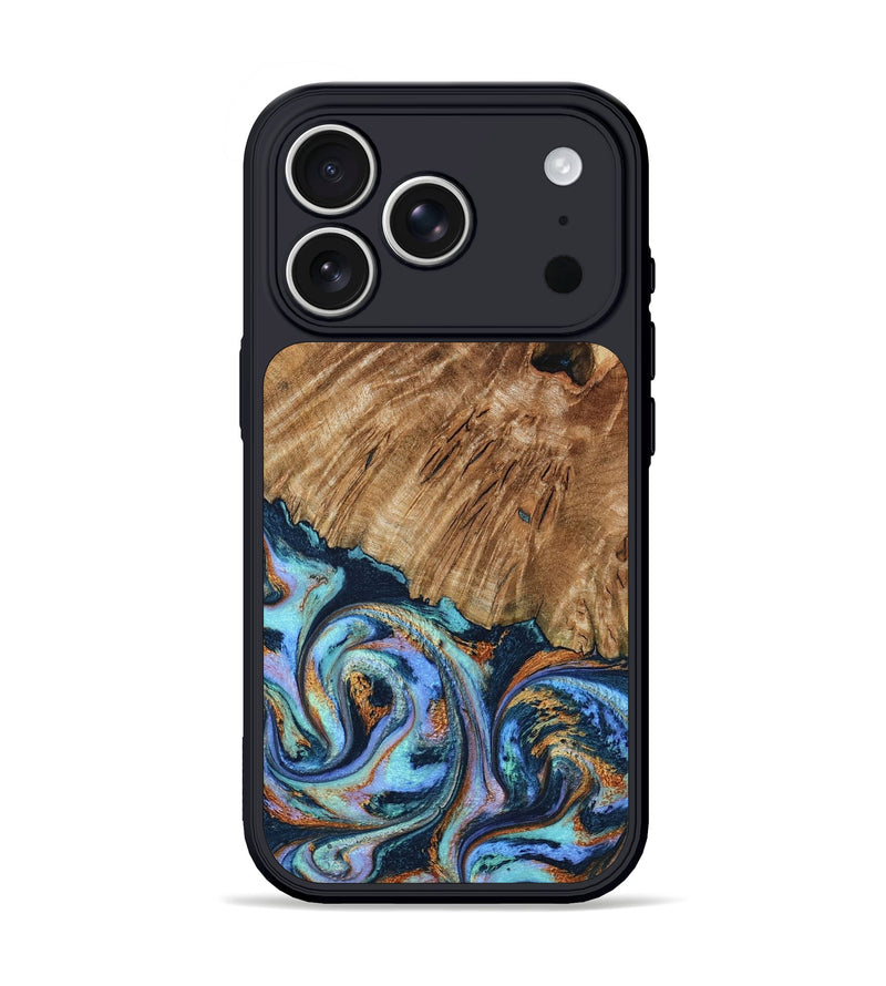 iPhone 17 Pro Wood Phone Case - Hermon (Teal & Gold, 798667)