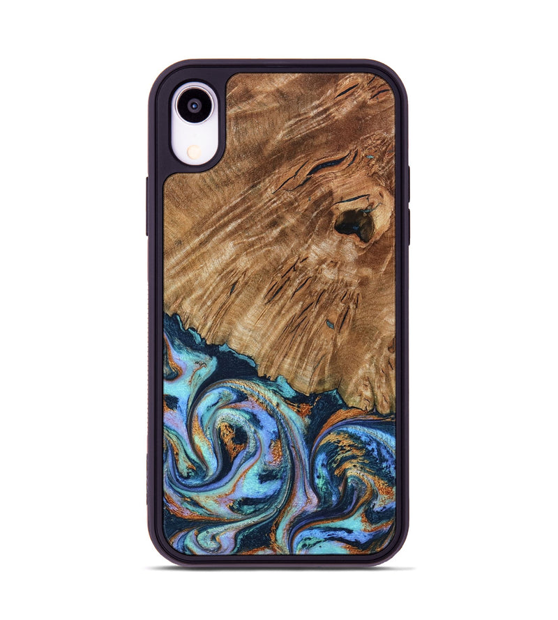 iPhone Xr Wood Phone Case - Hermon (Teal & Gold, 798667)