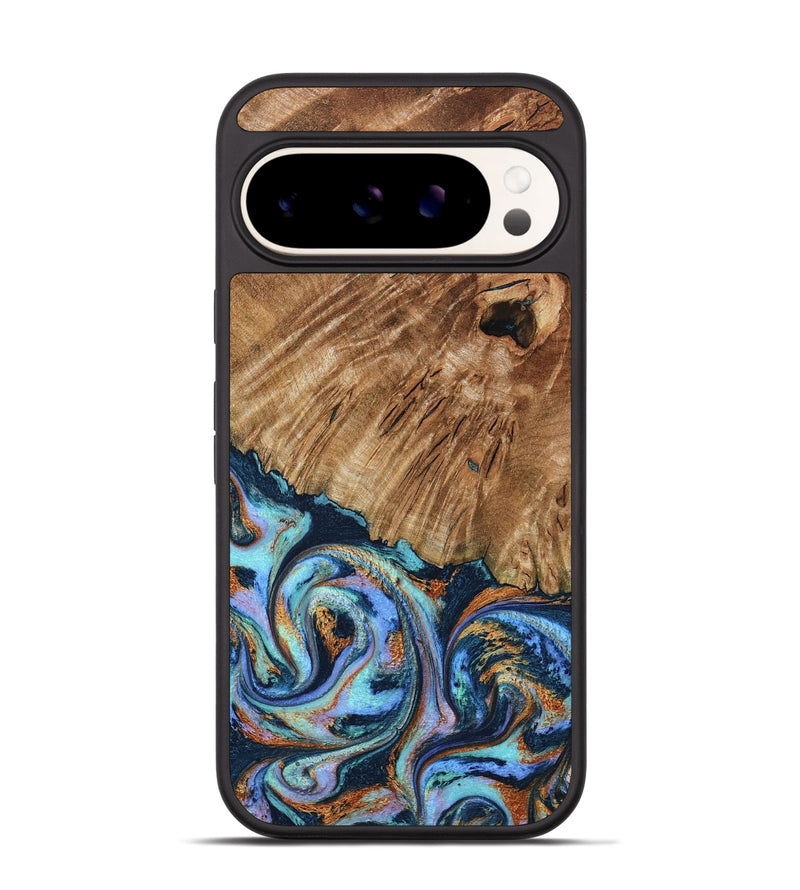 Pixel 9 Pro Wood Phone Case - Hermon (Teal & Gold, 798667)