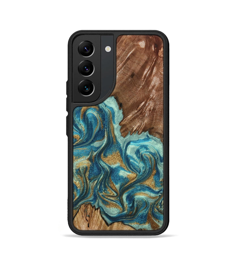Galaxy S22 Wood Phone Case - Anita (Teal & Gold, 798668)