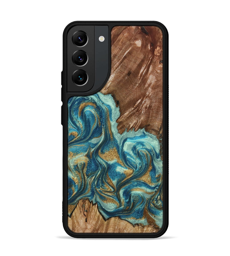 Galaxy S22 Plus Wood Phone Case - Anita (Teal & Gold, 798668)