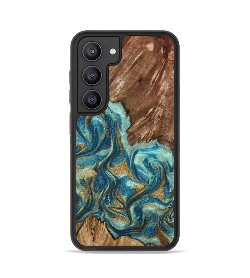 Galaxy S23 Wood Phone Case - Anita (Teal & Gold, 798668)