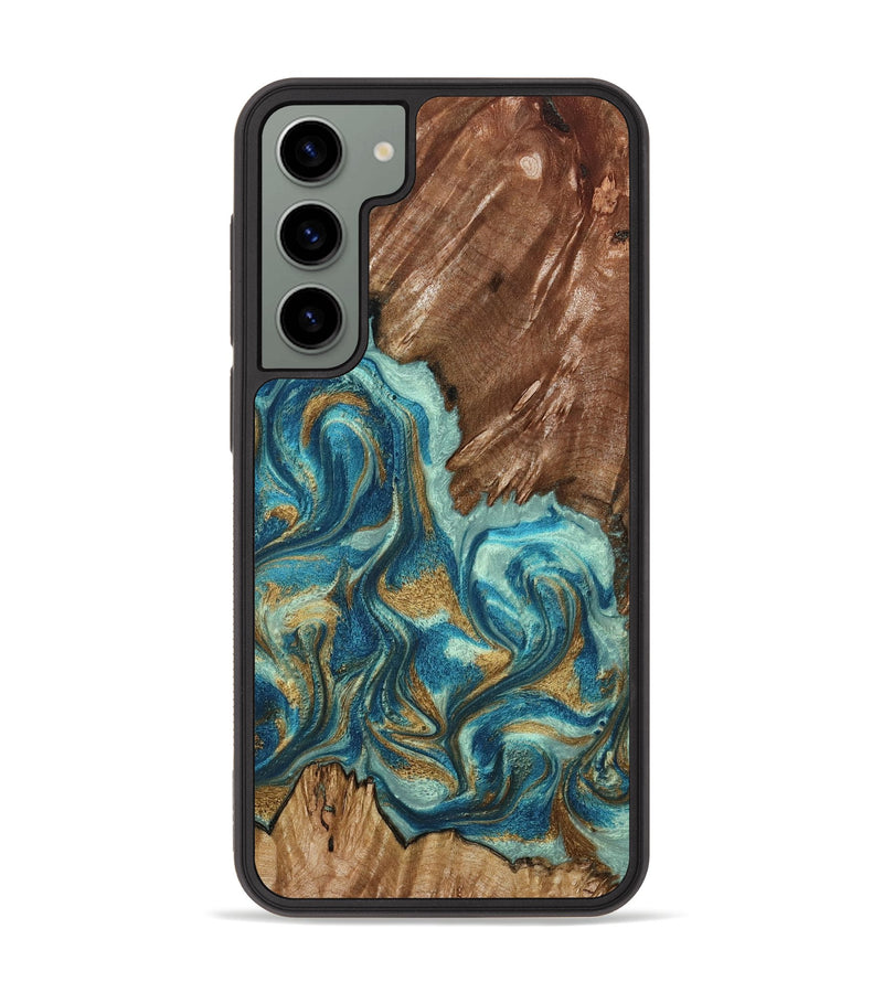 Galaxy S23 Plus Wood Phone Case - Anita (Teal & Gold, 798668)