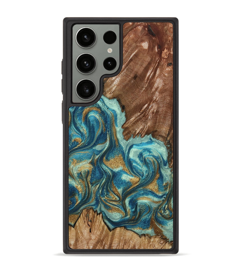 Galaxy S23 Ultra Wood Phone Case - Anita (Teal & Gold, 798668)