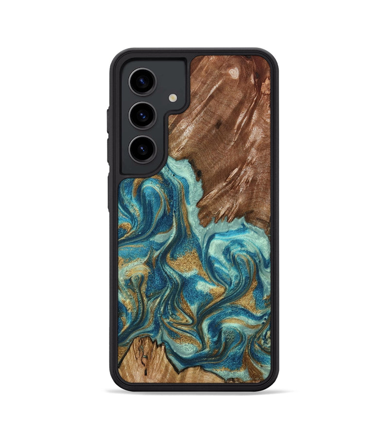 Galaxy S24 Wood Phone Case - Anita (Teal & Gold, 798668)