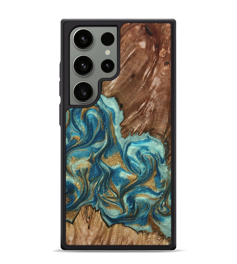 Galaxy S24 Ultra Wood Phone Case - Anita (Teal & Gold, 798668)