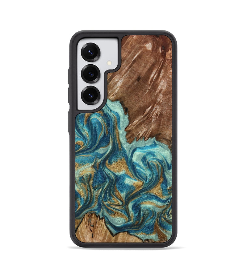 Galaxy S25 Wood Phone Case - Anita (Teal & Gold, 798668)