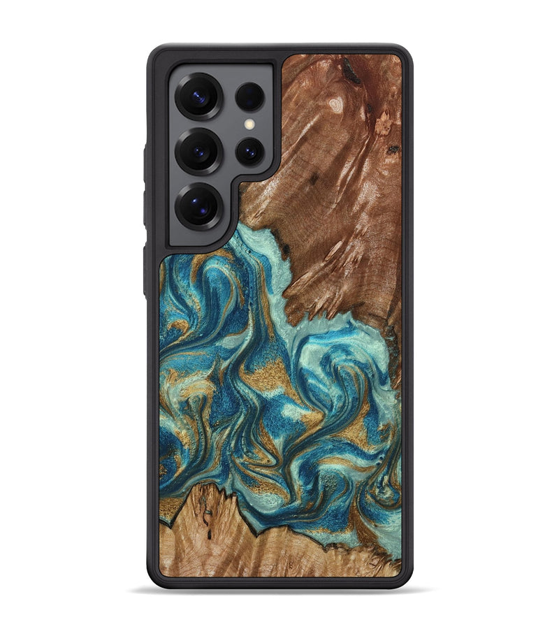 Galaxy S25 Ultra Wood Phone Case - Anita (Teal & Gold, 798668)