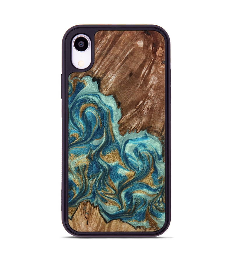 iPhone Xr Wood Phone Case - Anita (Teal & Gold, 798668)
