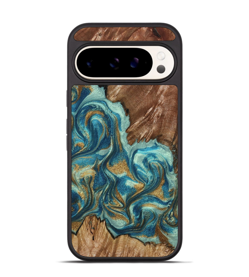 Pixel 9 Pro Wood Phone Case - Anita (Teal & Gold, 798668)