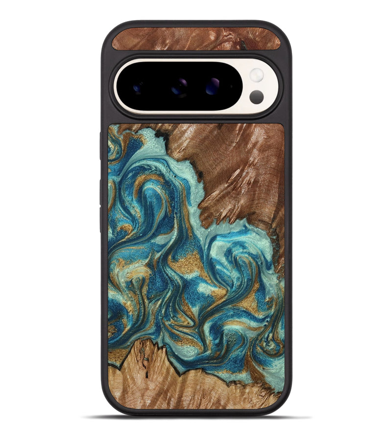 Pixel 9 Pro XL Wood Phone Case - Anita (Teal & Gold, 798668)