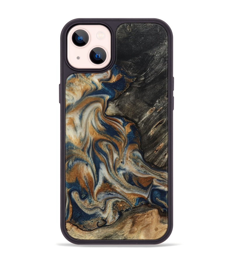 iPhone 14 Plus Wood Phone Case - Mitch (Teal & Gold, 798669)