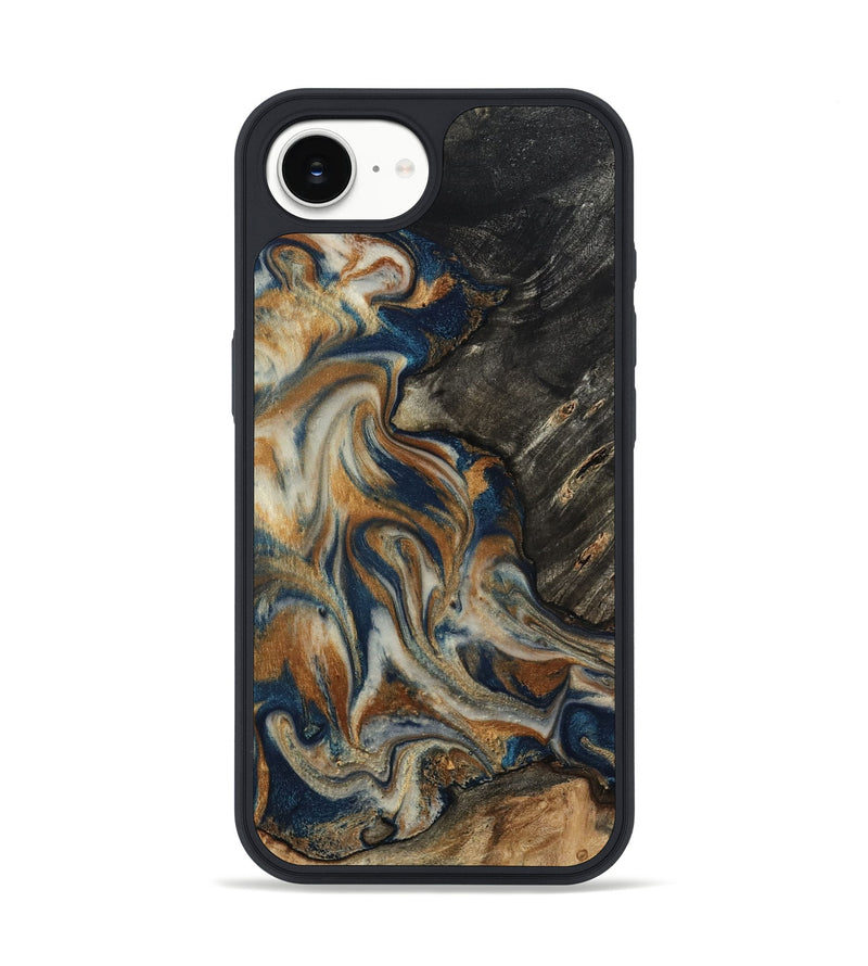 iPhone 16e Wood Phone Case - Mitch (Teal & Gold, 798669)