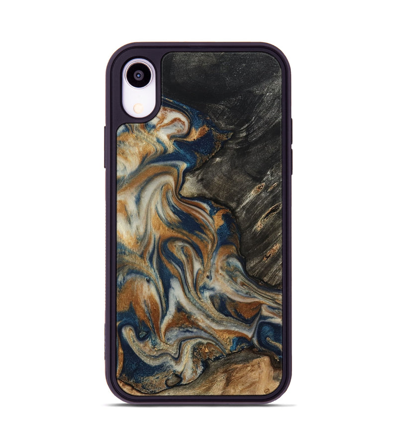iPhone Xr Wood Phone Case - Mitch (Teal & Gold, 798669)