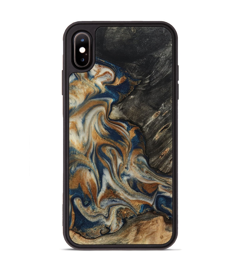 iPhone Xs Max Wood Phone Case - Mitch (Teal & Gold, 798669)