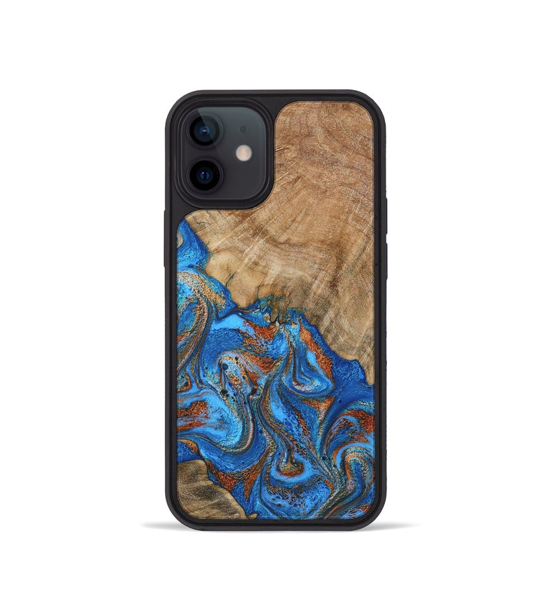 iPhone 12 mini Wood Phone Case - Cristin (Teal & Gold, 798670)