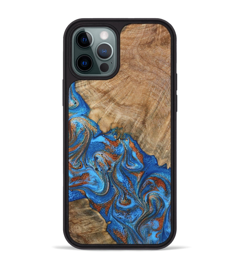 iPhone 12 Pro Max Wood Phone Case - Cristin (Teal & Gold, 798670)