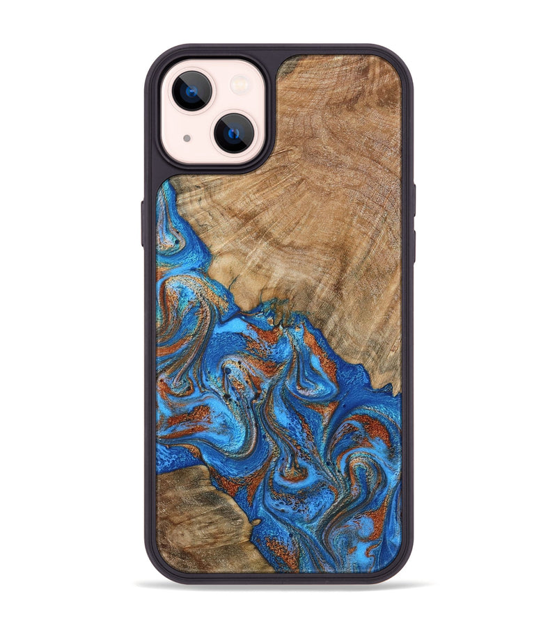 iPhone 14 Plus Wood Phone Case - Cristin (Teal & Gold, 798670)
