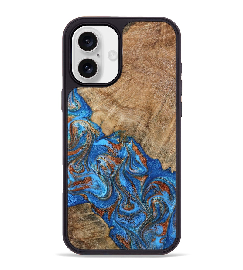 iPhone 16 Plus Wood Phone Case - Cristin (Teal & Gold, 798670)