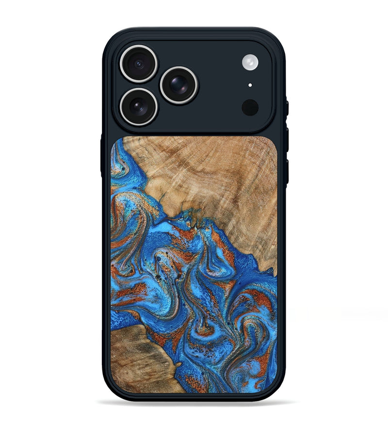 iPhone 17 Pro Max Wood Phone Case - Cristin (Teal & Gold, 798670)