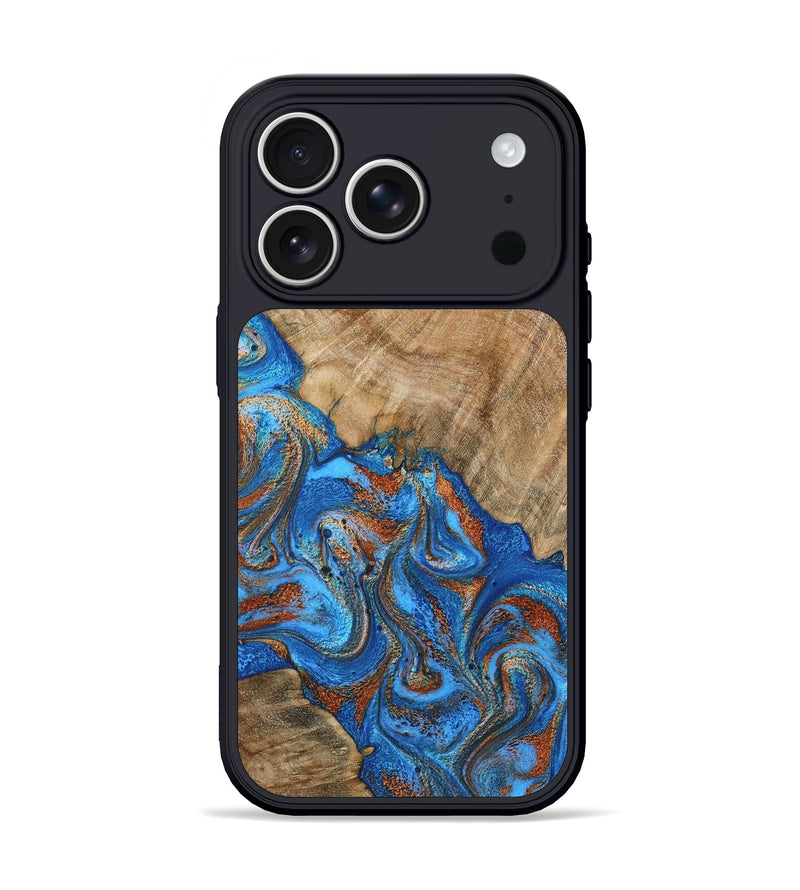 iPhone 17 Pro Wood Phone Case - Cristin (Teal & Gold, 798670)