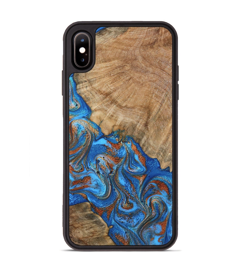 iPhone Xs Max Wood Phone Case - Cristin (Teal & Gold, 798670)