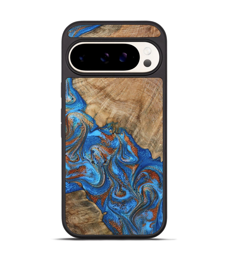 Pixel 9 Pro Wood Phone Case - Cristin (Teal & Gold, 798670)