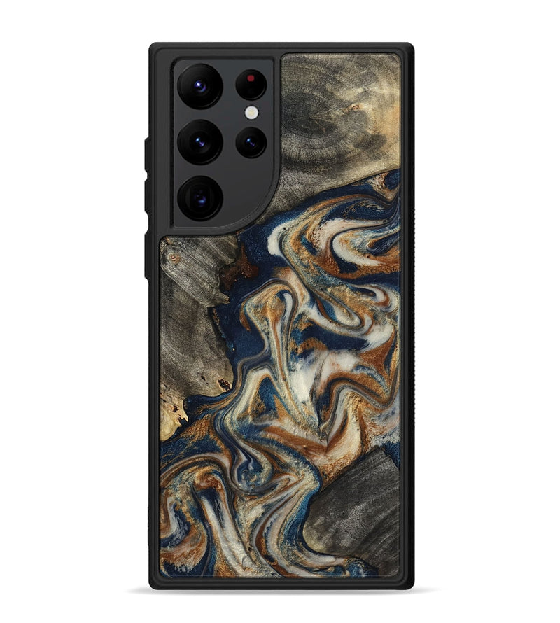 Galaxy S22 Ultra Wood Phone Case - Walter (Teal & Gold, 798672)