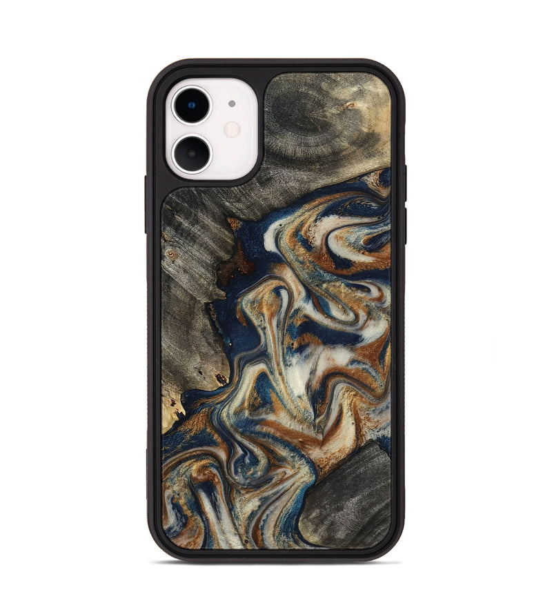 iPhone 11 Wood Phone Case - Walter (Teal & Gold, 798672)
