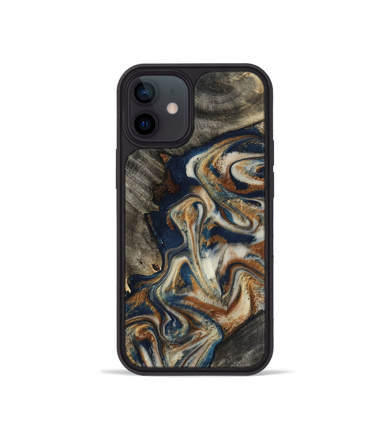 iPhone 12 mini Wood Phone Case - Walter (Teal & Gold, 798672)