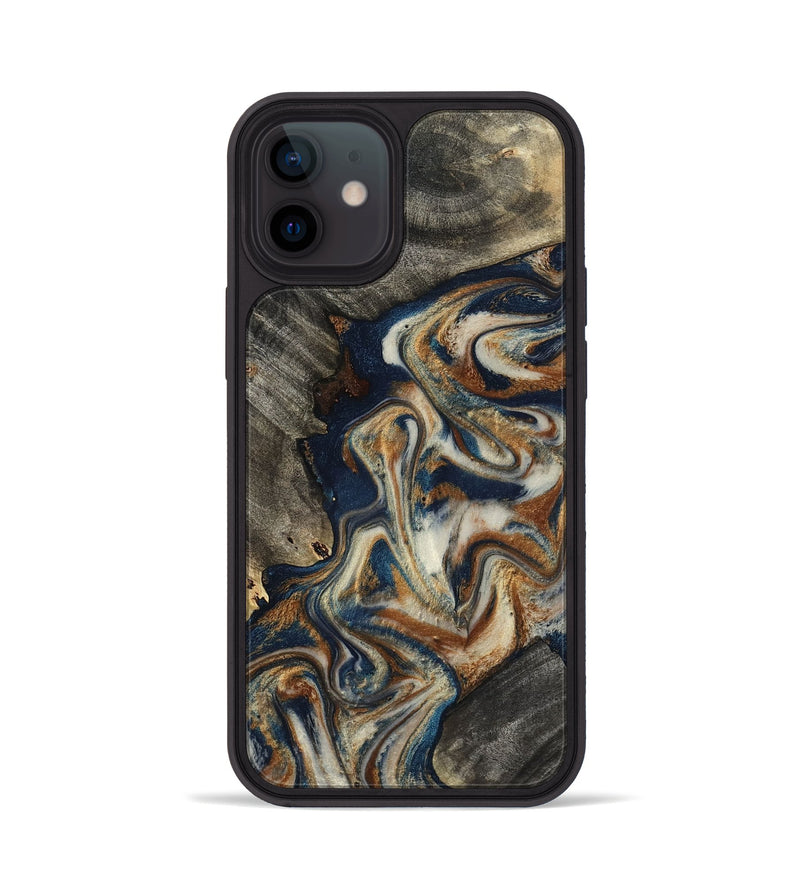 iPhone 12 Wood Phone Case - Walter (Teal & Gold, 798672)