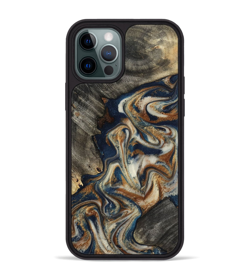 iPhone 12 Pro Max Wood Phone Case - Walter (Teal & Gold, 798672)